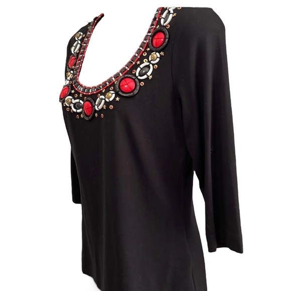 ESCADA black top, beaded embellishment on neckline, size 6, EUC - Picture 4 of 10
